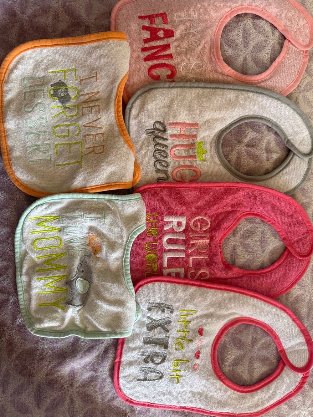 child of mine Baby Bib Set - Pink, White, Gray, Orange, Mint